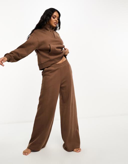 Chelsea Peers Mix & Match wide leg trackies in brown