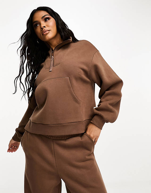 Chelsea Peers - mix&match zip through sweatshirt in brown