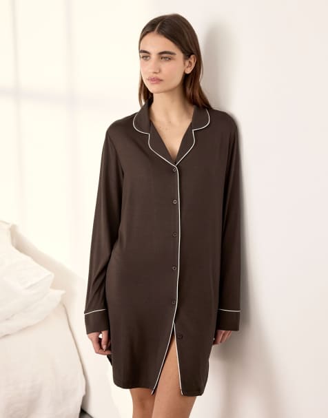 Chelsea Peers Modal nightshirt - brown in brown - view 1