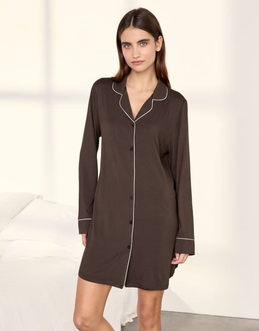 Chelsea Peers Modal nightshirt - brown in brown, 6 of 6