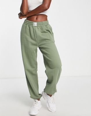 Chelsea Peers high waist joggers with woven logo tab in sage