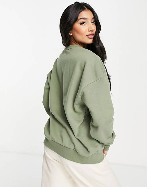Hoodies & Sweatshirts Chelsea Peers organic cotton blend oversized  sweat with woven logo tab in sage 