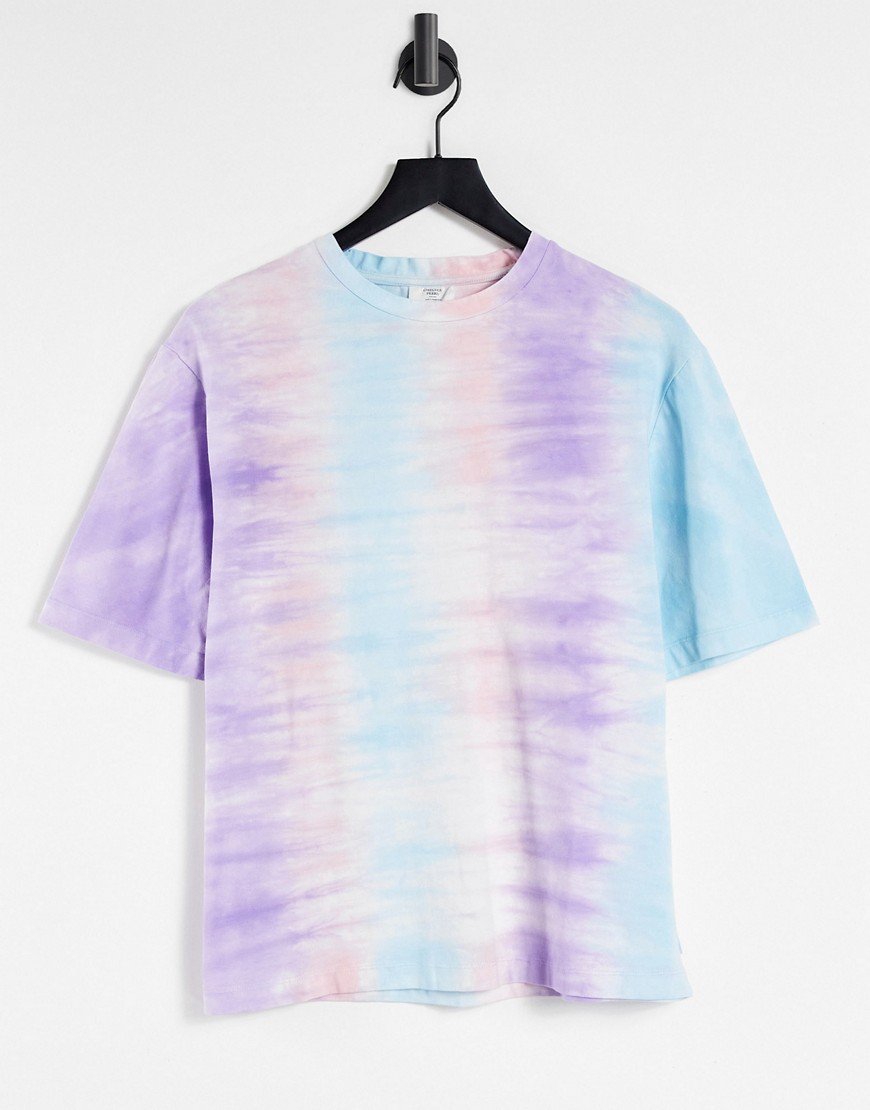 Chelsea Peers organic cotton tie dye oversize t-shirt with raw edge detail and scrunchie in multi