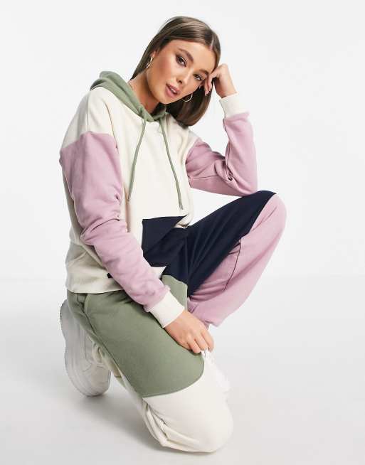 Oversized colour block hoodie sales