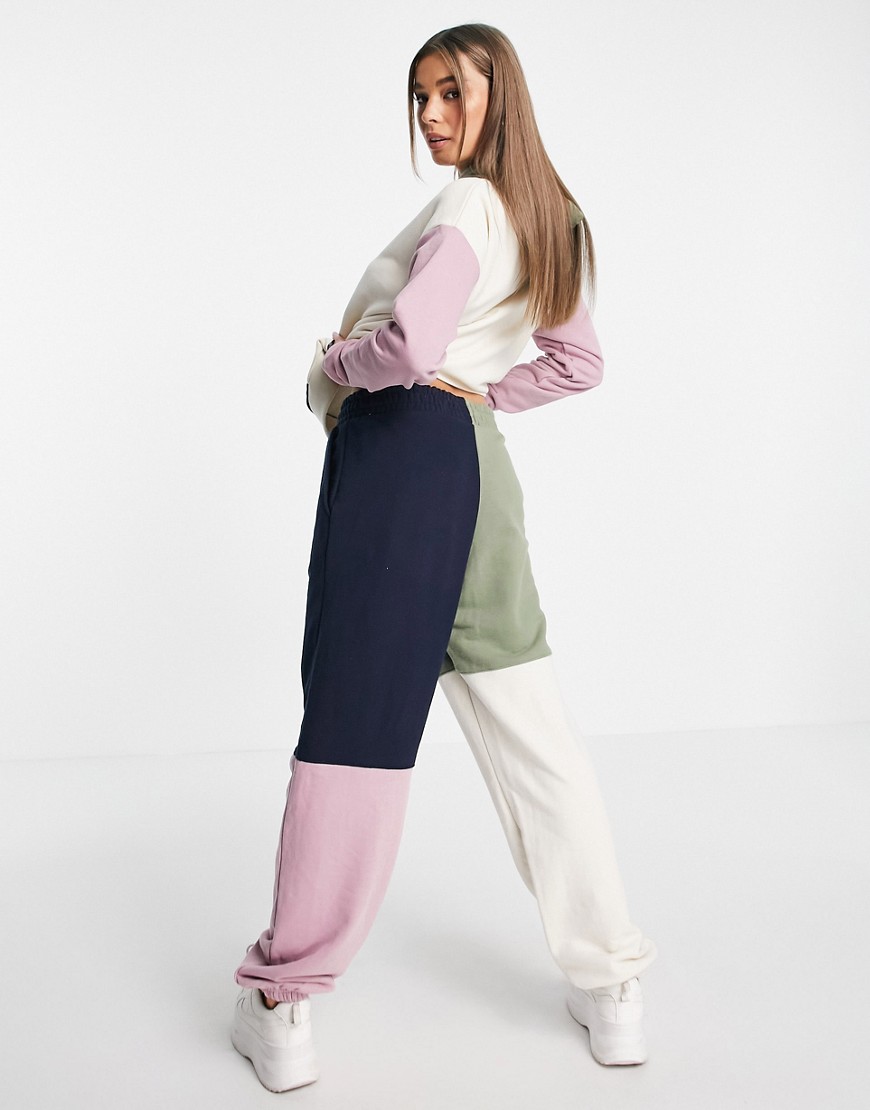 Chelsea Peers oversized color block sweatpants in multi color