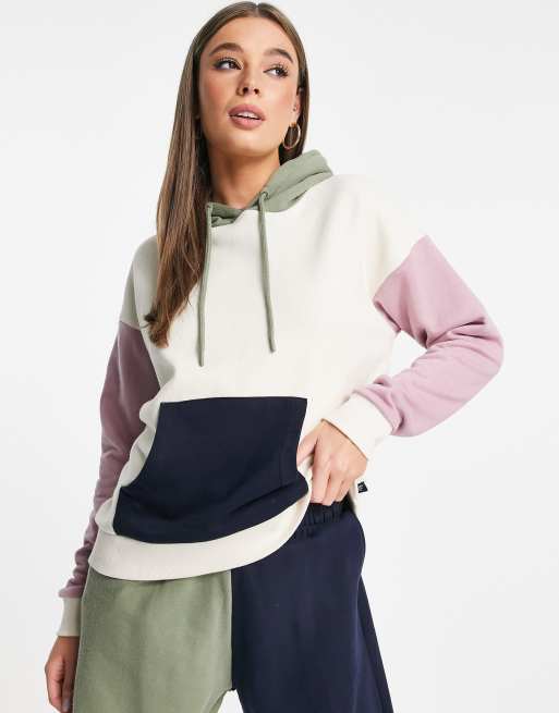 Multicolor colorblocked oversized outlet hoodie