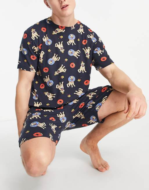 Chelsea Peers pajama short set in donut dog print ASOS