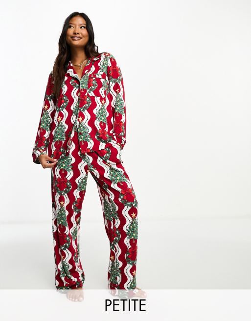 Off White Christmas Pyjama Set with Check Trousers