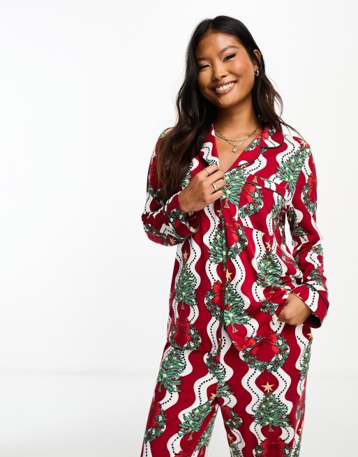 Chelsea Peers Petite Christmas print pajama set in multi ASOS