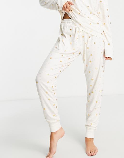 Chelsea Peers Petite foil moon pyjamas in light pink ASOS