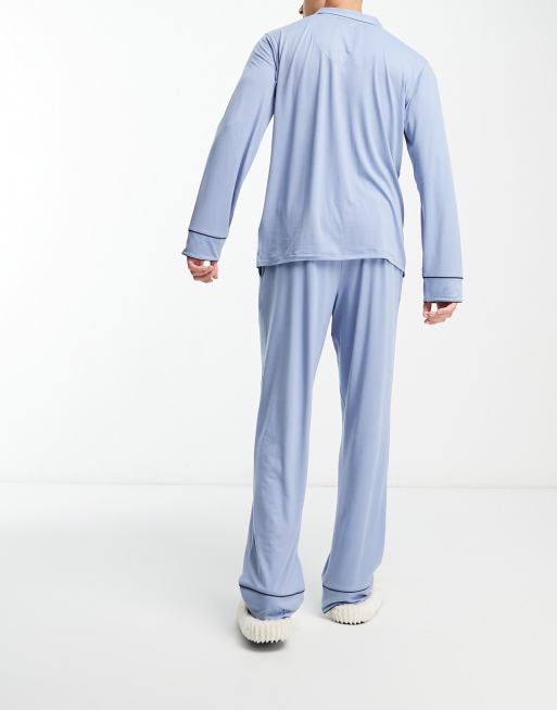Chelsea Peers - Pigiama lungo azzurro con bottoni, 4 di 4