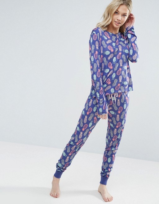 Chelsea Peers Pineapple Long Sleeve Pyjama Set | ASOS