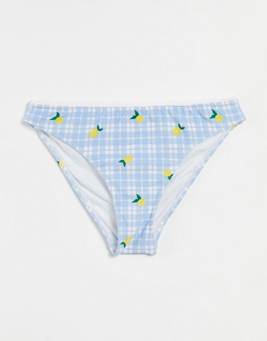 Chelsea Peers plaid lemon print bikini bottoms-Multi