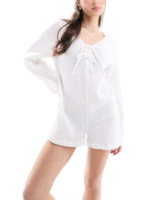 Chelsea Peers – Playsuit in gebrochenem Weiß