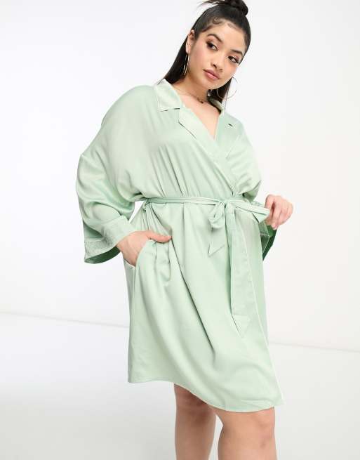 ASOS DESIGN bridal bride satin mini robe in white