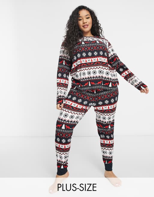 Chelsea Peers Plus christmas fairisle long pyjama set