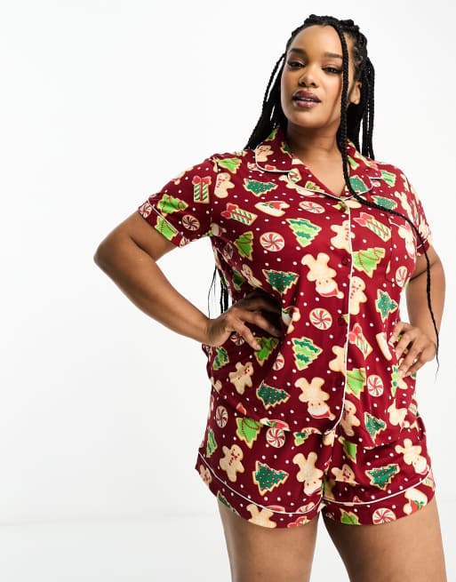 Chelsea Peers Plus - Ensemble de pyjama avec short à motif biscuits de Noël - Rouge