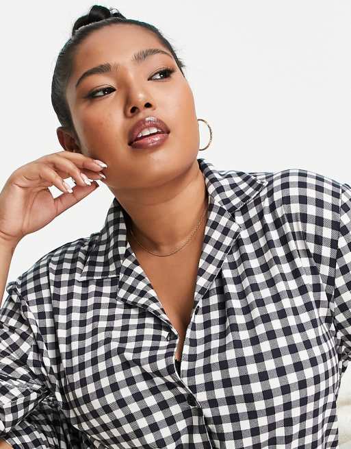 Chelsea Peers Plus - Korte pyjamaset met zwarte gingham ruitjes, 4 van 4