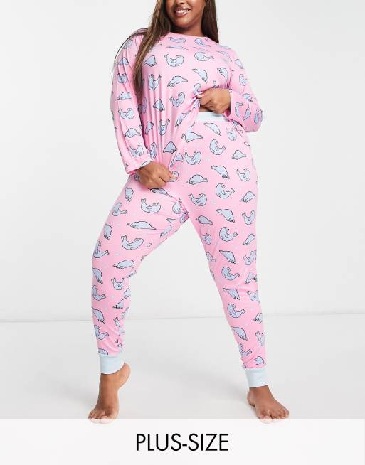 Plus size cuffed discount pyjamas