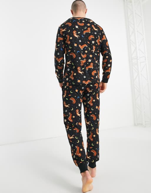 Chelsea Peers pyjama set in sausage dog print, 2 of 4
