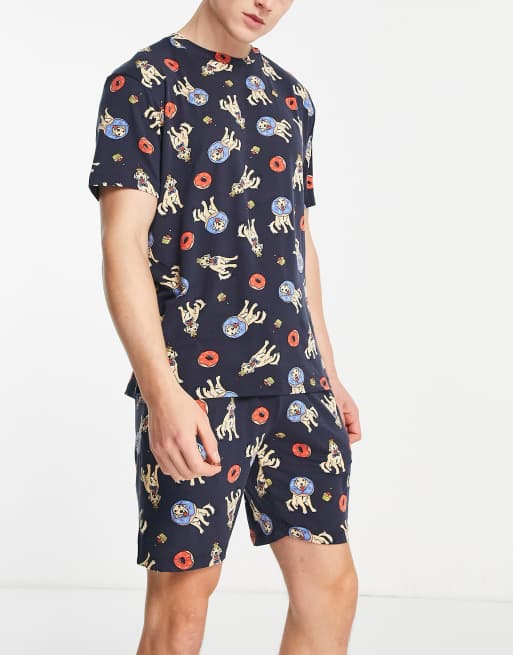 Chelsea Peers pyjama short set in donut dog print