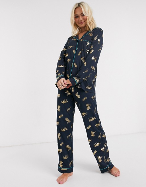 Chelsea Peers pyjamas in jungle foil print