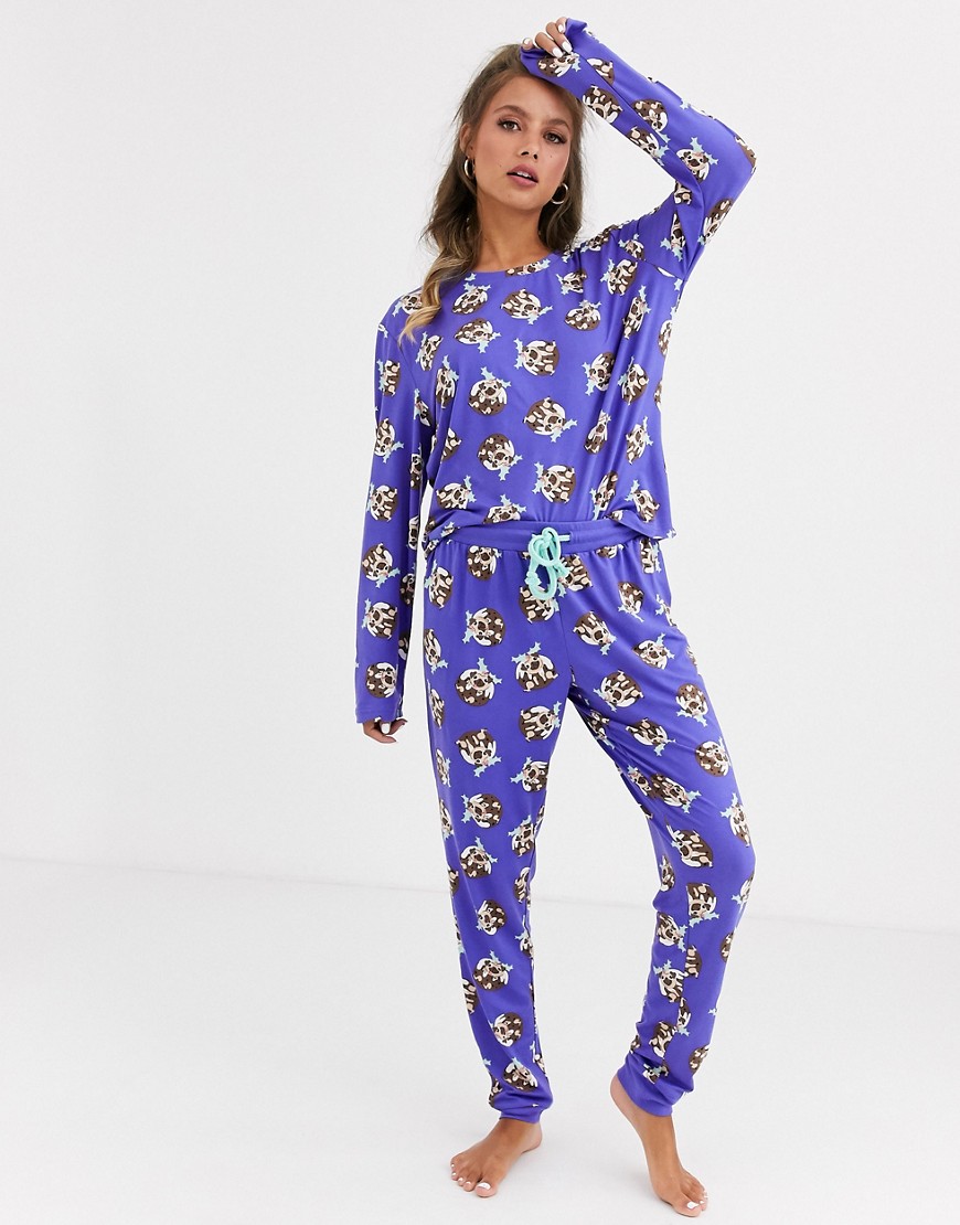 Chelsea Peers - pyjamas sæt med julemopse-motiv-Lilla