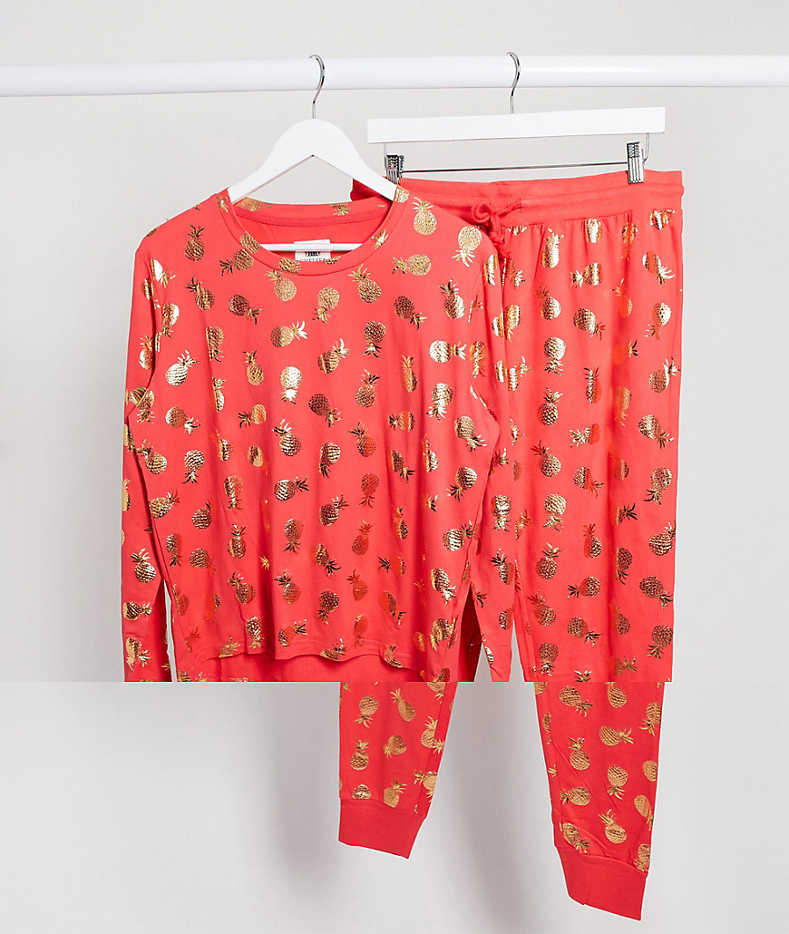 Chelsea Peers - Pyjamaset met ananas van folie in rood and goud