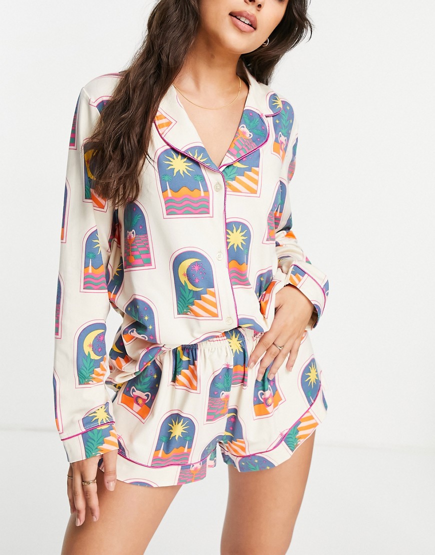 Chelsea Peers - Pyjamaset met print in lichtroze