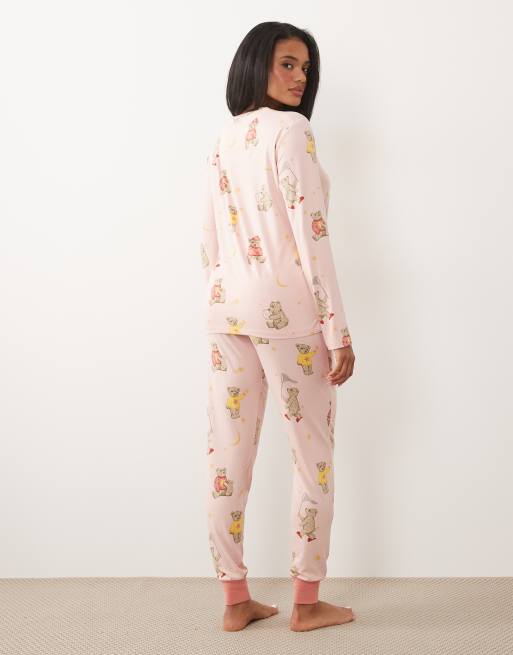 Chelsea Peers pyjamassæt med lange ærmer og pink bjørneprint, 4 af 4