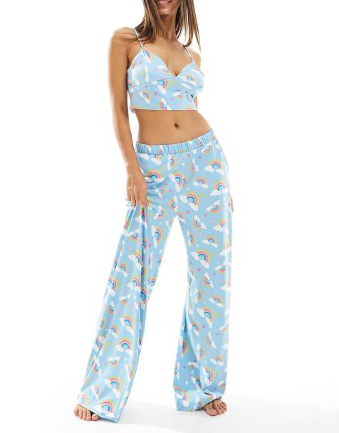 Chelsea Peers Corgi Dog Long Pyjama Set in Blue