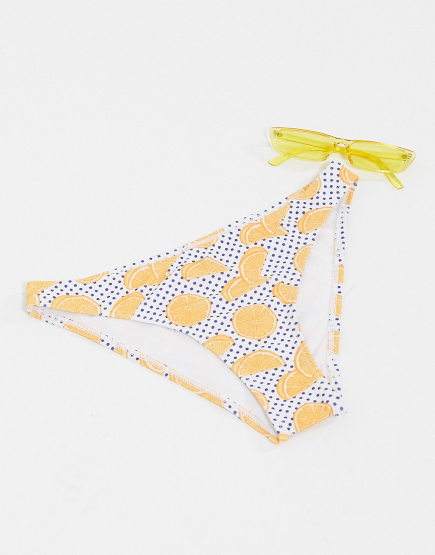 Chelsea Peers recycled bikini bottoms in oranges and polka dot print