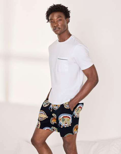 Chelsea Peers Safari animal plate print short pyjama set in navy - view 1