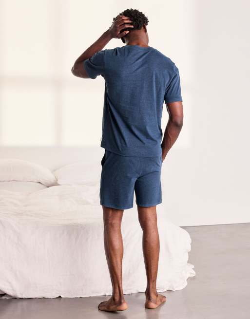 Chelsea Peers Satin jacquard short pyjama set in blue, 2 of 7