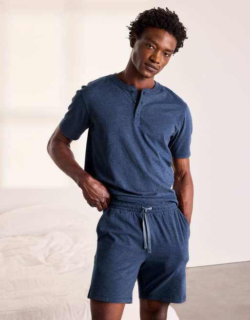 Chelsea Peers Satin jacquard short pyjama set in blue, 5 of 7
