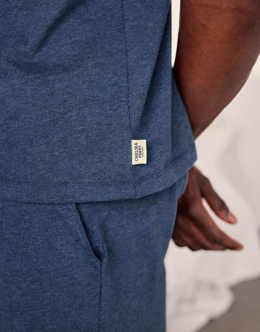 Chelsea Peers Satin jacquard short pyjama set in blue, 6 of 7