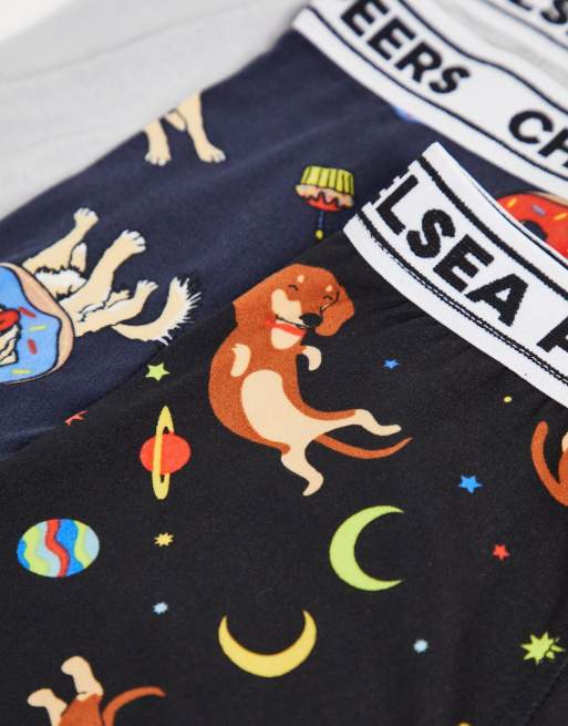 Chelsea Peers - Set van 3 boxershorts met hondenprint, 2 van 4