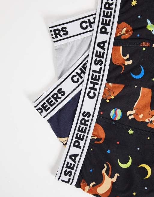 Chelsea Peers - Set van 3 boxershorts met hondenprint, 4 van 4