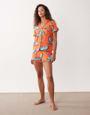 Chelsea Peers Short Sleeve Jersey Camp Collar Shirt And Shorts Pajama ...
