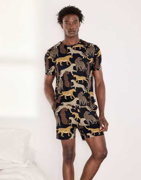 Chelsea Peers Starry leopard print short pyjama set in navy - view 1