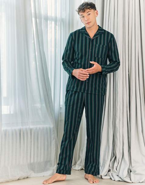 Chelsea Peers Stripe button up long pyjama set - navy in navy - view 1