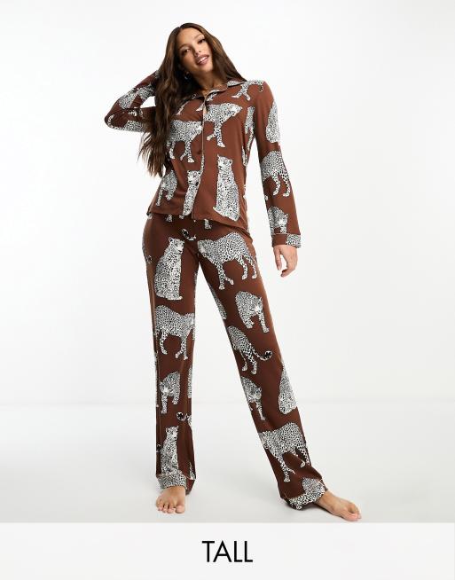 Women's Tall Leopard Print Oversized Pyjama Set