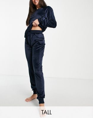 Chelsea Peers Tall super soft fleece lounge sweat and jogger set in navy