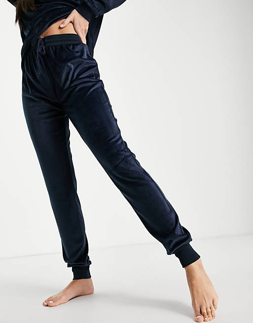 Lingerie & Nightwear Chelsea Peers Tall recycled poly super soft fleece lounge sweat and jogger set in navy 