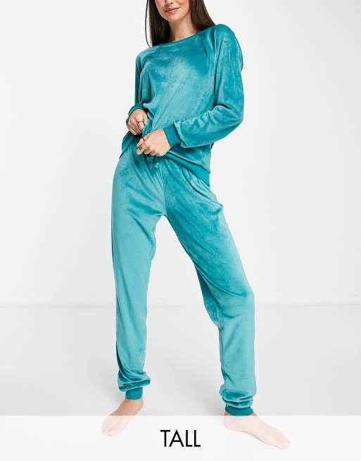 Chelsea Peers Tall – Smaragdgrönt mysset i supermjuk fleece med sweatshirt och mjukisbyxor - DGREEN