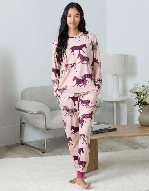 Chelsea Peers Tall zebra print long pyjama set - purple in pink, 2 of 4