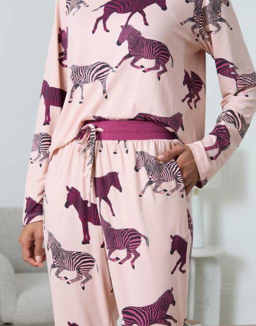 Chelsea Peers Tall zebra print long pyjama set - purple in pink, 3 of 4