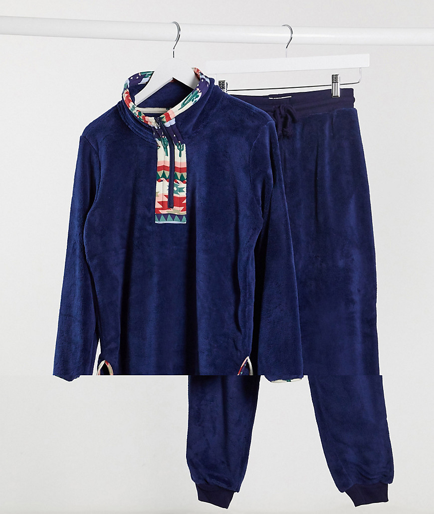 Chelsea Peers - Ultra-zachte pyjamaset in marineblauw-Multi
