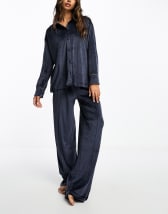 Chelsea Peers velour dressing gown and trousers lounge set in ruby