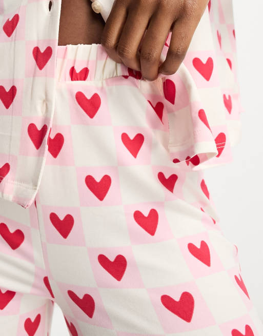 Pink Checkered Heart PJ Set (Final Sale)